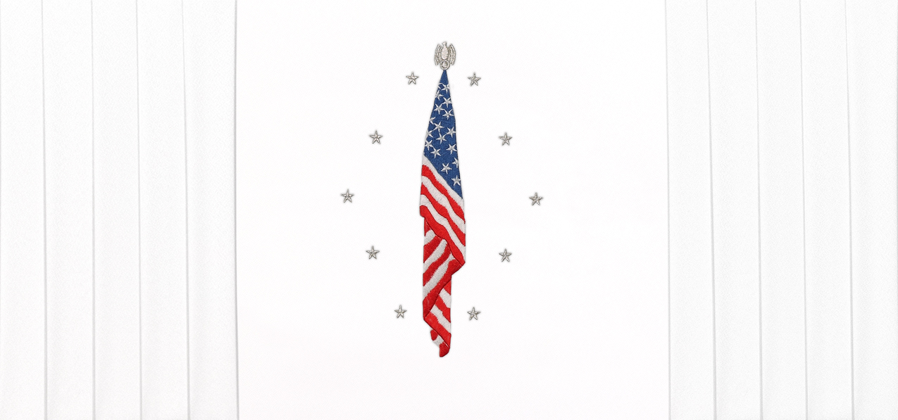 Flag At Rest White Faux With Pleats